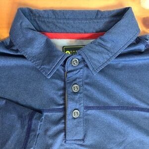 G.H. Bass & Co. Mens XL Blue Explorer Mesh Short Sleeve 1/4 Button Fishing Shirt